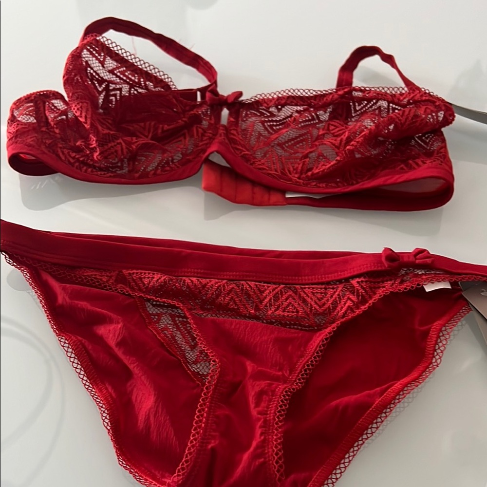 Red Lace Bra and Panty Set